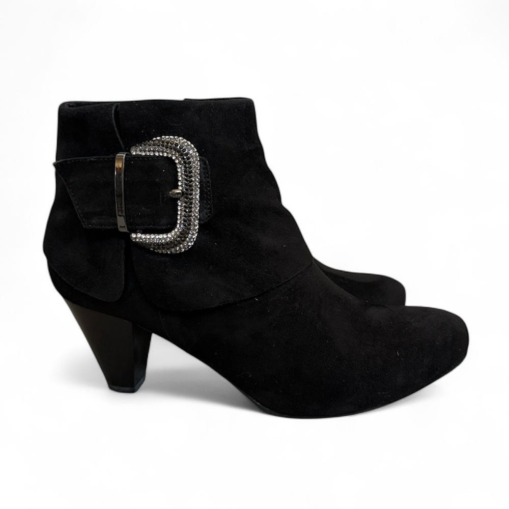 Vaneli Black Dressy Suede Ankle Boots Wide